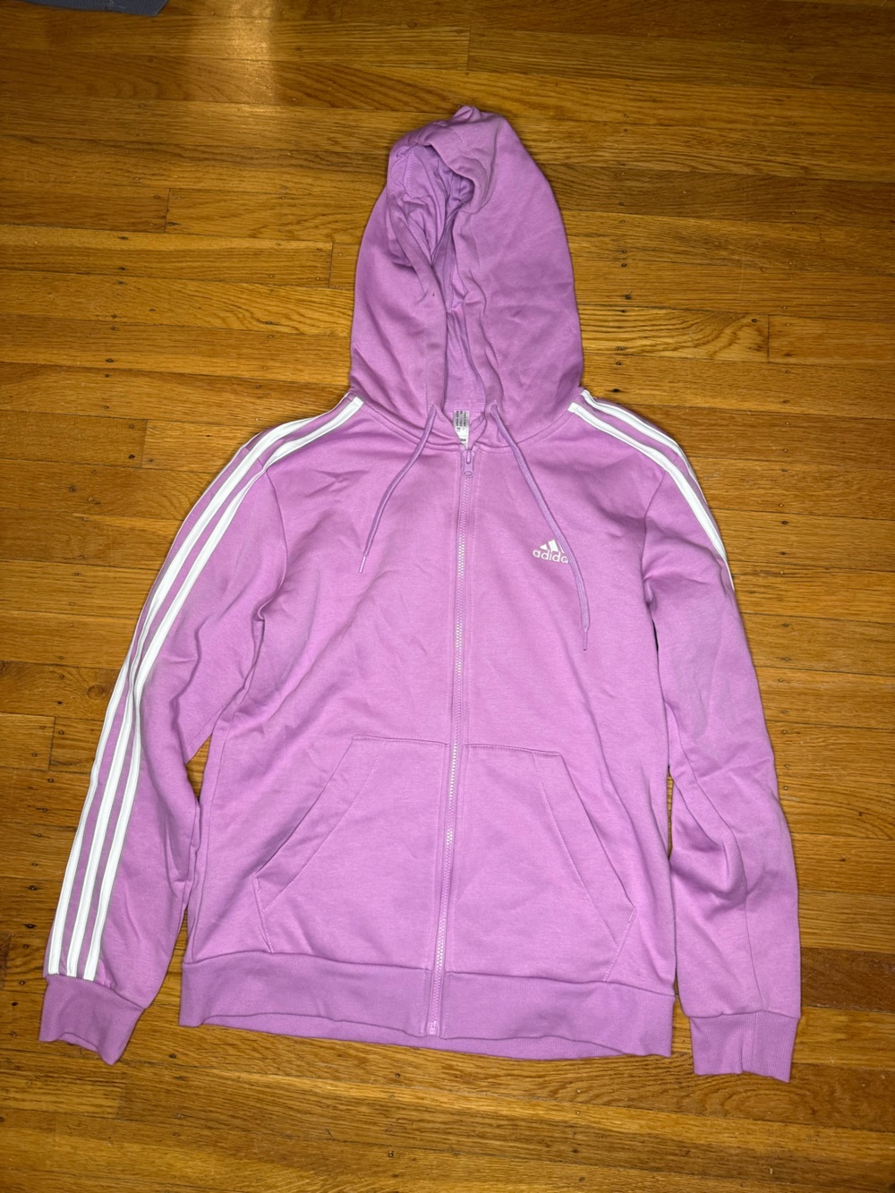 adidas Essentials 3-Stripes Full-Zip Fleece Hoodie Pink